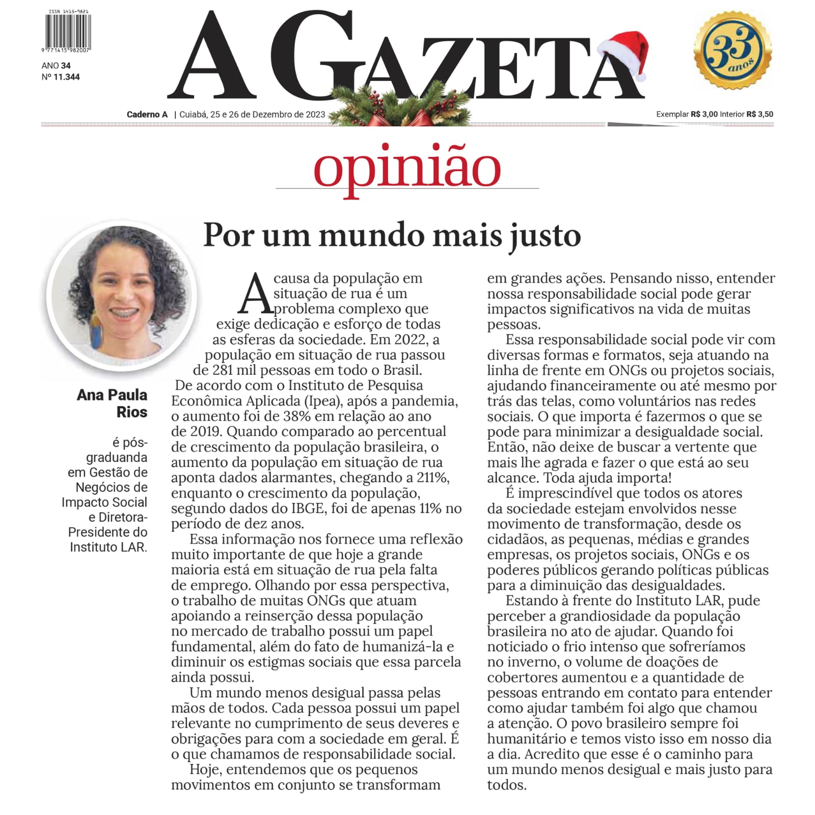 Texto de Ana Paula Rios para A Gazeta
